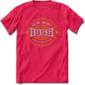 1955 The One And Only T-Shirt | Goud - Zilver | Grappig Verjaardag  En  Feest Cadeau | Dames - Heren | - Roze - XL
