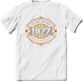 1977 The One And Only T-Shirt | Goud - Zilver | Grappig Verjaardag  En  Feest Cadeau | Dames - Heren | - Wit - XXL