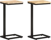 Decoways - Bijzettafels 2 stuks 31,5x24,5x64,5 cm ruw mangohout