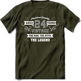 24 Jaar Legend T-Shirt | Zilver - Wit | Grappig Verjaardag en Feest Cadeau | Dames - Heren - Unisex | Kleding Kado | - Leger Groen - S