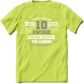 10 Jaar Legend T-Shirt | Zilver - Wit | Grappig Verjaardag en Feest Cadeau | Dames - Heren - Unisex | Kleding Kado | - Groen - M