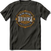 1927 The One And Only T-Shirt | Goud - Zilver | Grappig Verjaardag En Feest Cadeau | Dames - Heren | - Donker Grijs - XXL