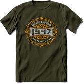 1947 The One And Only T-Shirt | Goud - Zilver | Grappig Verjaardag  En  Feest Cadeau | Dames - Heren | - Leger Groen - XL
