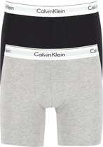 Calvin Klein Modern Cotton boxer brief (2-pack) - heren boxers lang - zwart en grijs -  Maat: M