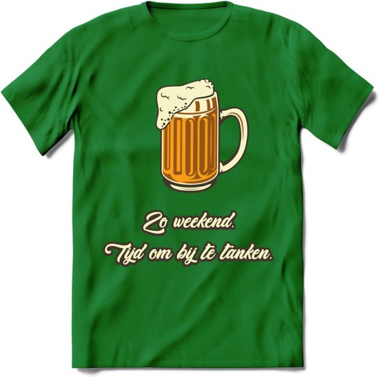 Zo Weekend, Tijd Om Bij Te Tanken T-Shirt | Bier Kleding | Feest | Drank | Grappig Verjaardag Cadeau | - Donker Groen - 3XL