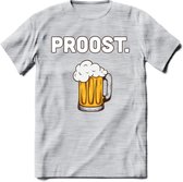 Proost T-Shirt | Bier Kleding | Feest | Drank | Grappig Verjaardag Cadeau | - Licht Grijs - Gemaleerd - 3XL