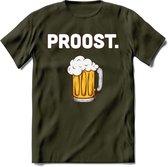 Proost T-Shirt | Bier Kleding | Feest | Drank | Grappig Verjaardag Cadeau | - Leger Groen - S