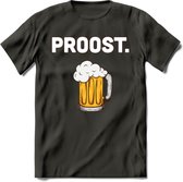 Proost T-Shirt | Bier Kleding | Feest | Drank | Grappig Verjaardag Cadeau | - Donker Grijs - S