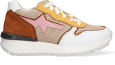 Braqeez 422270-500 Meisjes Lage Sneakers - Wit/Beige/Bruin/Roze/Geel - Leer - Veters