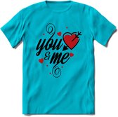 You And Me Valentijn T-Shirt | Grappig Valentijnsdag Cadeautje voor Hem en Haar | Dames - Heren - Unisex | Kleding Cadeau | - Blauw - XL