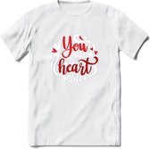 You Make My Heart Smile - Valentijn T-Shirt | Grappig Valentijnsdag Cadeautje voor Hem en Haar | Dames - Heren - Unisex | Kleding Cadeau | - Wit - XXL