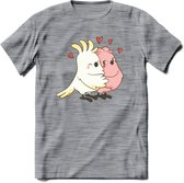 Lovebirds - Valentijn T-Shirt | Grappig Valentijnsdag Cadeautje voor Hem en Haar | Dames - Heren - Unisex | Kleding Cadeau | - Donker Grijs - Gemaleerd - XL