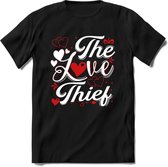 The Love Thief - Valentijn T-Shirt | Grappig Valentijnsdag Cadeautje voor Hem en Haar | Dames - Heren - Unisex | Kleding Cadeau | - Zwart - 3XL