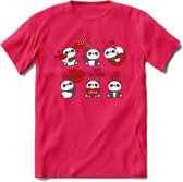 Liefdes Panda's - Valentijn T-Shirt | Grappig Valentijnsdag Cadeautje voor Hem en Haar | Dames - Heren - Unisex | Kleding Cadeau | - Roze - XXL