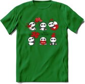 Liefdes Panda's - Valentijn T-Shirt | Grappig Valentijnsdag Cadeautje voor Hem en Haar | Dames - Heren - Unisex | Kleding Cadeau | - Donker Groen - L