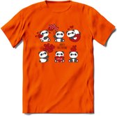 Liefdes Panda's - Valentijn T-Shirt | Grappig Valentijnsdag Cadeautje voor Hem en Haar | Dames - Heren - Unisex | Kleding Cadeau | - Oranje - XXL