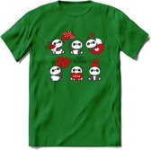 Liefdes Panda's - Valentijn T-Shirt | Grappig Valentijnsdag Cadeautje voor Hem en Haar | Dames - Heren - Unisex | Kleding Cadeau | - Donker Groen - 3XL