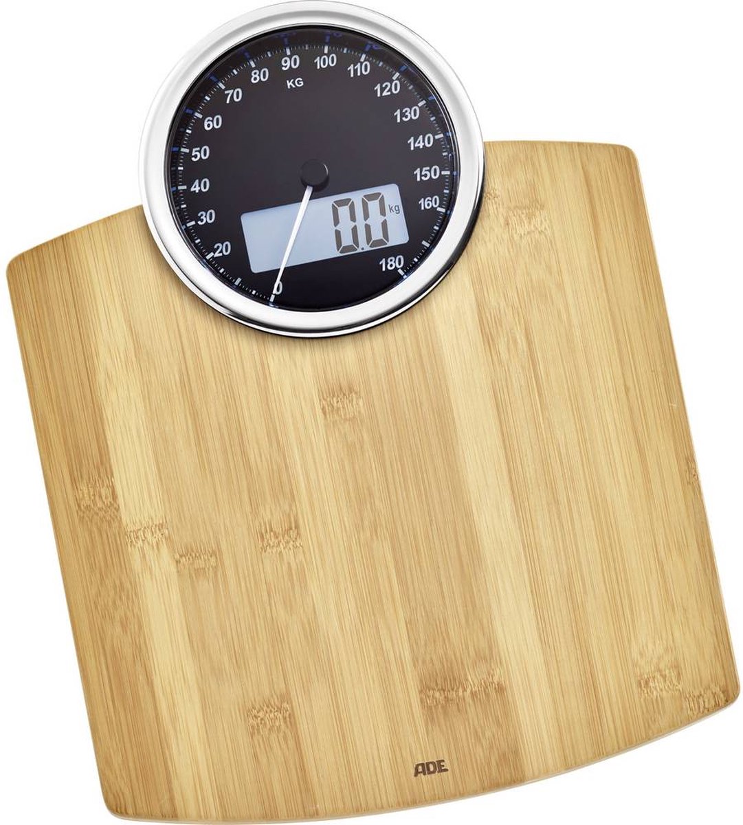 ADE - Personenweegschaal Luna - Digitaal en Analoog ! - BE 1719 - Weegbereik 180 kg - Bamboe