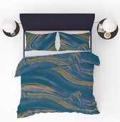 Refined Bedding Dekbedovertrek Marble Blue Gold 1-Persoons 140 x 200/220 cm + 1 kussensloop