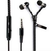 Koptelefoon met ritssluiting - Basmonitor - Metalen in ear Hoofdtelefoons met microfoon voor MP3, mobiele telefoons en pc - Zwart