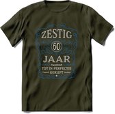 60 Jaar Legendarisch Gerijpt T-Shirt | Blauw - Grijs | Grappig Verjaardag en Feest Cadeau Shirt | Dames - Heren - Unisex | Tshirt Kleding Kado | - Leger Groen - L