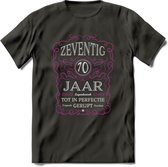 70 Jaar Legendarisch Gerijpt T-Shirt | Roze - Grijs | Grappig Verjaardag en Feest Cadeau Shirt | Dames - Heren - Unisex | Tshirt Kleding Kado | - Donker Grijs - 3XL