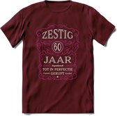 60 Jaar Legendarisch Gerijpt T-Shirt | Roze - Grijs | Grappig Verjaardag en Feest Cadeau Shirt | Dames - Heren - Unisex | Tshirt Kleding Kado | - Burgundy - L