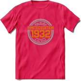 1932 Limited Edition Ring T-Shirt | Zilver - Goud | Grappig Verjaardag en Feest Cadeau Shirt | Dames - Heren - Unisex | Tshirt Kleding Kado | - Roze - M