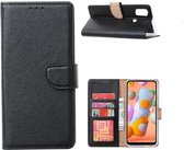 LuxeBass Hoesje geschikt voor Samsung Galaxy A21S - Bookcase Zwart - portemonnee hoesje - telefoonhoes - gsm hoes - telefoonhoesjes