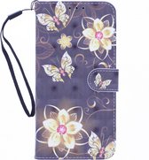 LuxeBass Boekhoesje met print geschikt voor Nokia 1.4 - Butterflies And Flowers 3D - telefoonhoes - gsm hoes - telefoonhoesjes