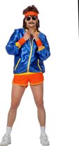 Wilbers & Wilbers - Jaren 80 & 90 Kostuum - Retro Jaren 80 Disco Fitness - Man - Blauw, Oranje - Medium - Carnavalskleding - Verkleedkleding