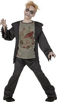 Widmann - Zombie Kostuum - Zombie Pieter - Jongen - Grijs - Maat 140 - Halloween - Verkleedkleding