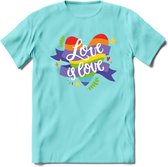 Love Is Love | Pride T-Shirt | Grappig LHBTIQ+ / LGBTQ / Gay / Homo / Lesbi Cadeau Shirt | Dames - Heren - Unisex | Tshirt Kleding Kado | - Licht Blauw - L