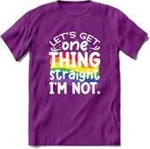 Lets Get Things Straight | Pride T-Shirt | Grappig LHBTIQ+ / LGBTQ / Gay / Homo / Lesbi Cadeau Shirt | Dames - Heren - Unisex | Tshirt Kleding Kado | - Paars - L