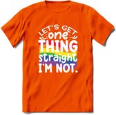 Lets Get Things Straight | Pride T-Shirt | Grappig LHBTIQ+ / LGBTQ / Gay / Homo / Lesbi Cadeau Shirt | Dames - Heren - Unisex | Tshirt Kleding Kado | - Oranje - XXL