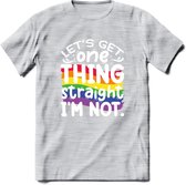 Lets Get Things Straight | Pride T-Shirt | Grappig LHBTIQ+ / LGBTQ / Gay / Homo / Lesbi Cadeau Shirt | Dames - Heren - Unisex | Tshirt Kleding Kado | - Licht Grijs - Gemaleerd - S