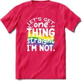 Lets Get Things Straight | Pride T-Shirt | Grappig LHBTIQ+ / LGBTQ / Gay / Homo / Lesbi Cadeau Shirt | Dames - Heren - Unisex | Tshirt Kleding Kado | - Roze - L