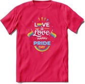 Love Is Love | Pride T-Shirt | Grappig LHBTIQ+ / LGBTQ / Gay / Homo / Lesbi Cadeau Shirt | Dames - Heren - Unisex | Tshirt Kleding Kado | - Roze - S