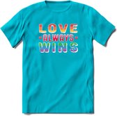 Love Wins | Pride T-Shirt | Grappig LHBTIQ+ / LGBTQ / Gay / Homo / Lesbi Cadeau Shirt | Dames - Heren - Unisex | Tshirt Kleding Kado | - Blauw - M