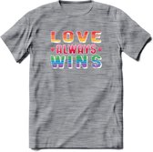 Love Wins | Pride T-Shirt | Grappig LHBTIQ+ / LGBTQ / Gay / Homo / Lesbi Cadeau Shirt | Dames - Heren - Unisex | Tshirt Kleding Kado | - Donker Grijs - Gemaleerd - XL