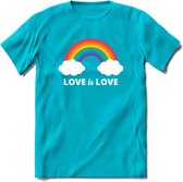 Love Is Love | Pride T-Shirt | Grappig LHBTIQ+ / LGBTQ / Gay / Homo / Lesbi Cadeau Shirt | Dames - Heren - Unisex | Tshirt Kleding Kado | - Blauw - XXL