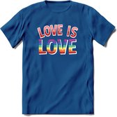 Love Is Love | Pride T-Shirt | Grappig LHBTIQ+ / LGBTQ / Gay / Homo / Lesbi Cadeau Shirt | Dames - Heren - Unisex | Tshirt Kleding Kado | - Donker Blauw - 3XL