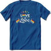 Love Is Love | Pride T-Shirt | Grappig LHBTIQ+ / LGBTQ / Gay / Homo / Lesbi Cadeau Shirt | Dames - Heren - Unisex | Tshirt Kleding Kado | - Donker Blauw - 3XL