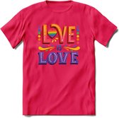 Love Is Love | Pride T-Shirt | Grappig LHBTIQ+ / LGBTQ / Gay / Homo / Lesbi Cadeau Shirt | Dames - Heren - Unisex | Tshirt Kleding Kado | - Roze - S