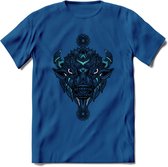 Bizon - Dieren Mandala T-Shirt | Lichtblauw | Grappig Verjaardag Zentangle Dierenkop Cadeau Shirt | Dames - Heren - Unisex | Wildlife Tshirt Kleding Kado | - Donker Blauw - XL