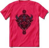 Bizon - Dieren Mandala T-Shirt | Blauw | Grappig Verjaardag Zentangle Dierenkop Cadeau Shirt | Dames - Heren - Unisex | Wildlife Tshirt Kleding Kado | - Roze - S