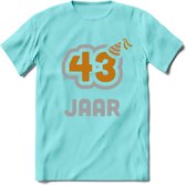 43 Jaar Feest T-Shirt | Goud - Zilver | Grappig Verjaardag Cadeau Shirt | Dames - Heren - Unisex | Tshirt Kleding Kado | - Licht Blauw - S