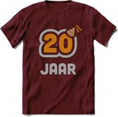 20 Jaar Feest T-Shirt | Goud - Zilver | Grappig Verjaardag Cadeau Shirt | Dames - Heren - Unisex | Tshirt Kleding Kado | - Burgundy - L