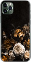 Geschikt voor iPhone 11 Pro Max hoesje - Bloem - Gold - Patronen - Siliconen Telefoonhoesje