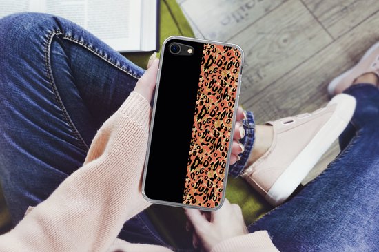 Coque iPhone 7 - Imprimé Panthère - Goud - Zwart - Siliconen